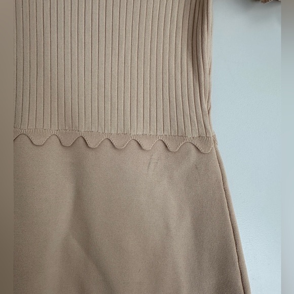 Sandro Alyssa ribbed mini dress in beige - Picture 7 of 8